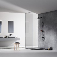 Душевая система Lemark Tropic LM7002BL, с изливом, цвет чёрный