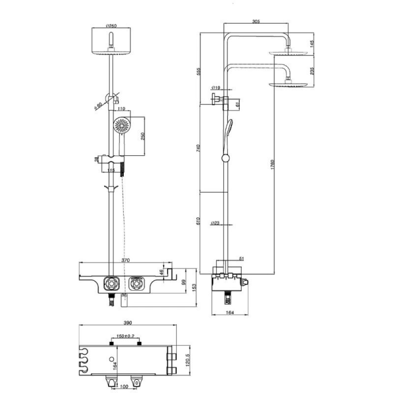 Душевая система Lemark Tropic LM7008C, термостатическая, хром