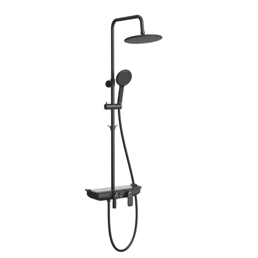 Смеситель Lemark Tropic LM7012BL для ванны и душа, с верхней душ.лейкой тропический дождь черный