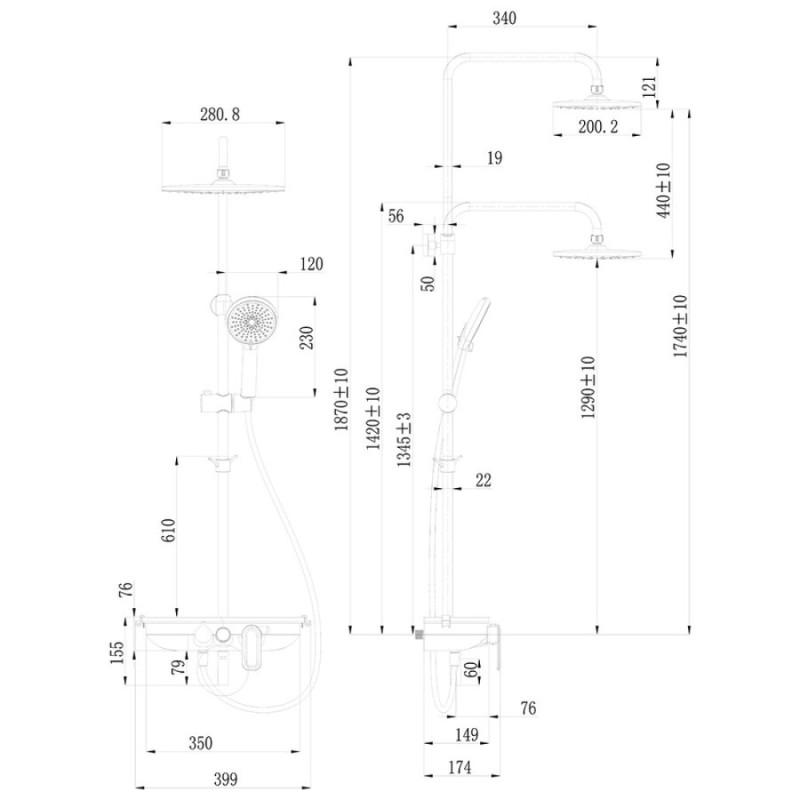 Душевая система Lemark Tropic LM7012C с изливом, хром