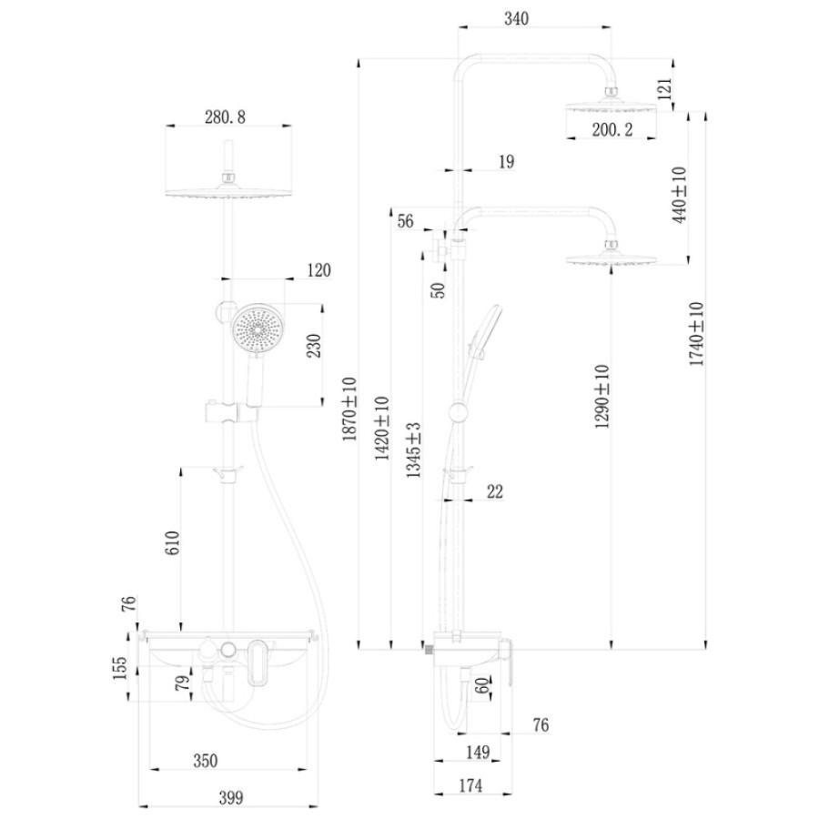 Душевая система Lemark Tropic LM7012C с изливом, хром