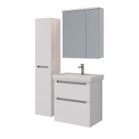 Шкаф зеркальный Lemark Zenon 70 х 80 см, подвесной, с LED-подсветкой, теплый свет, цвет корпуса белый глянец, LM70ZS-Z