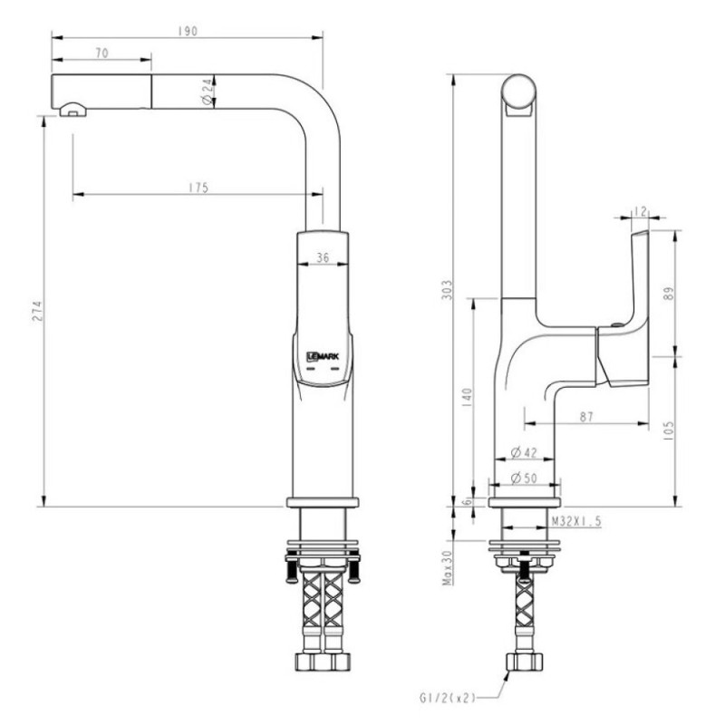 Смеситель Lemark Ursus LM7205BL для кухонной мойки, цвет черный