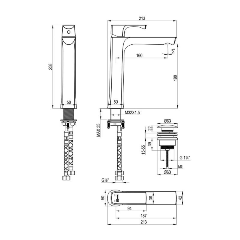 Смеситель для раковины Lemark Ursus LM7209BG, с донным клапаном, золото брашированное