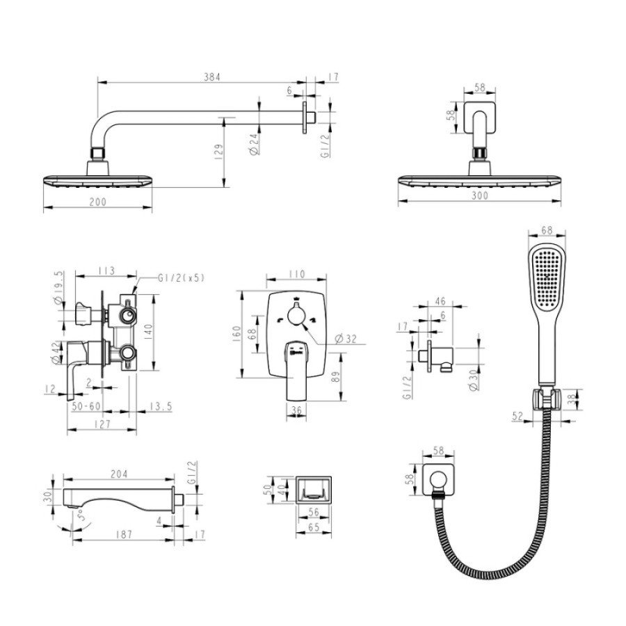 Душевая система Lemark Ursus LM7222BL, цвет чёрный
