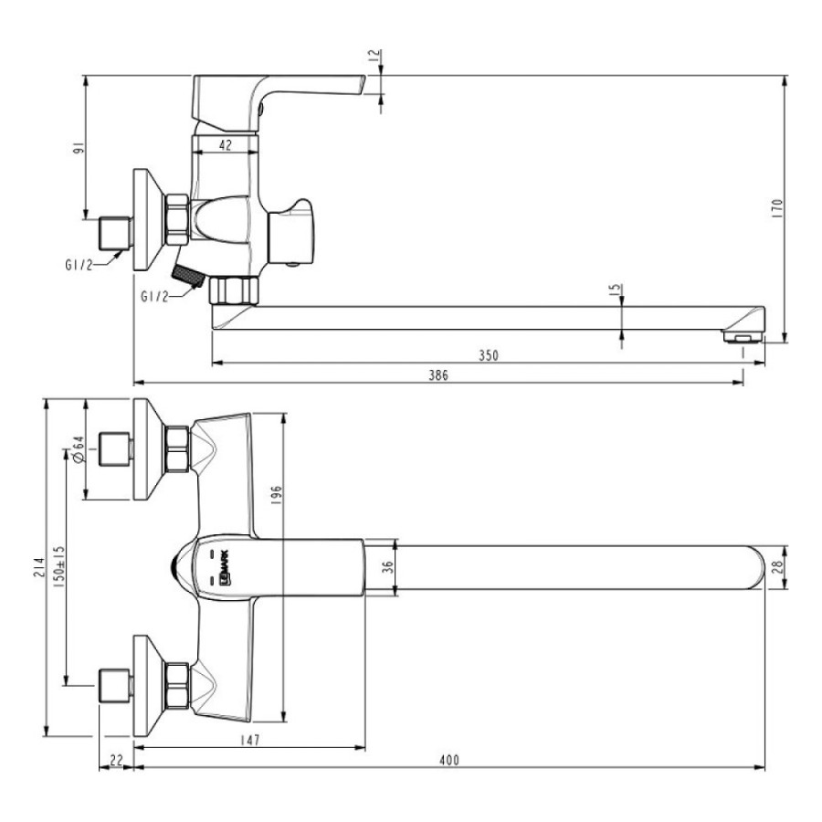 Смеситель Lemark Ursus LM7251BL, универсальный, черный