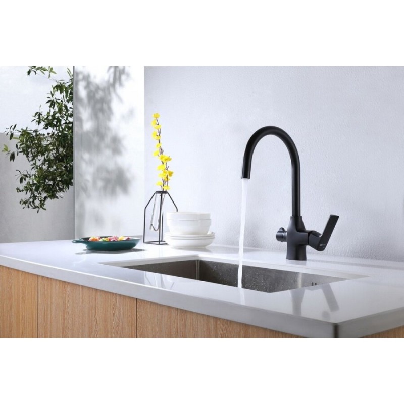 Смеситель Lemark Ursus LM7261BL для кухонной мойки под фильтр, цвет черный