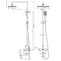 Душевая система Lemark Ursus LM7262BL, верхний и ручной душ, излив, цвет чёрный