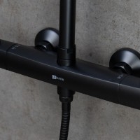 Душевая система Lemark Ursus LM7270BL, термостатическая, чёрный матовый