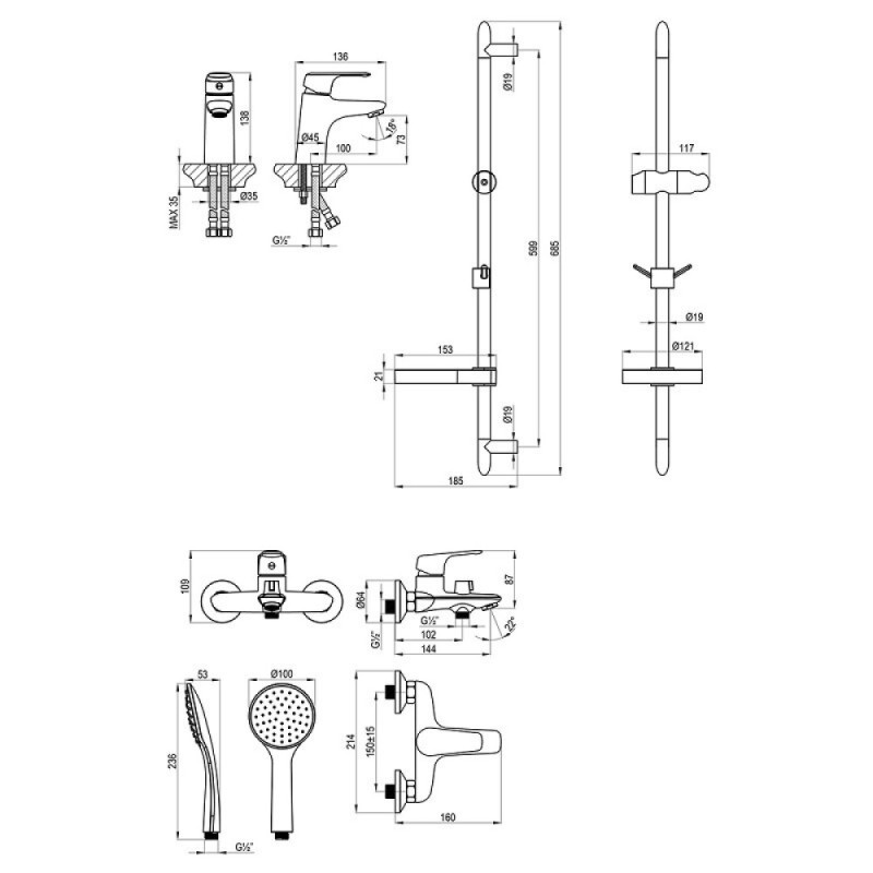 Комплект смесителей Lemark Set LM7304C, хром