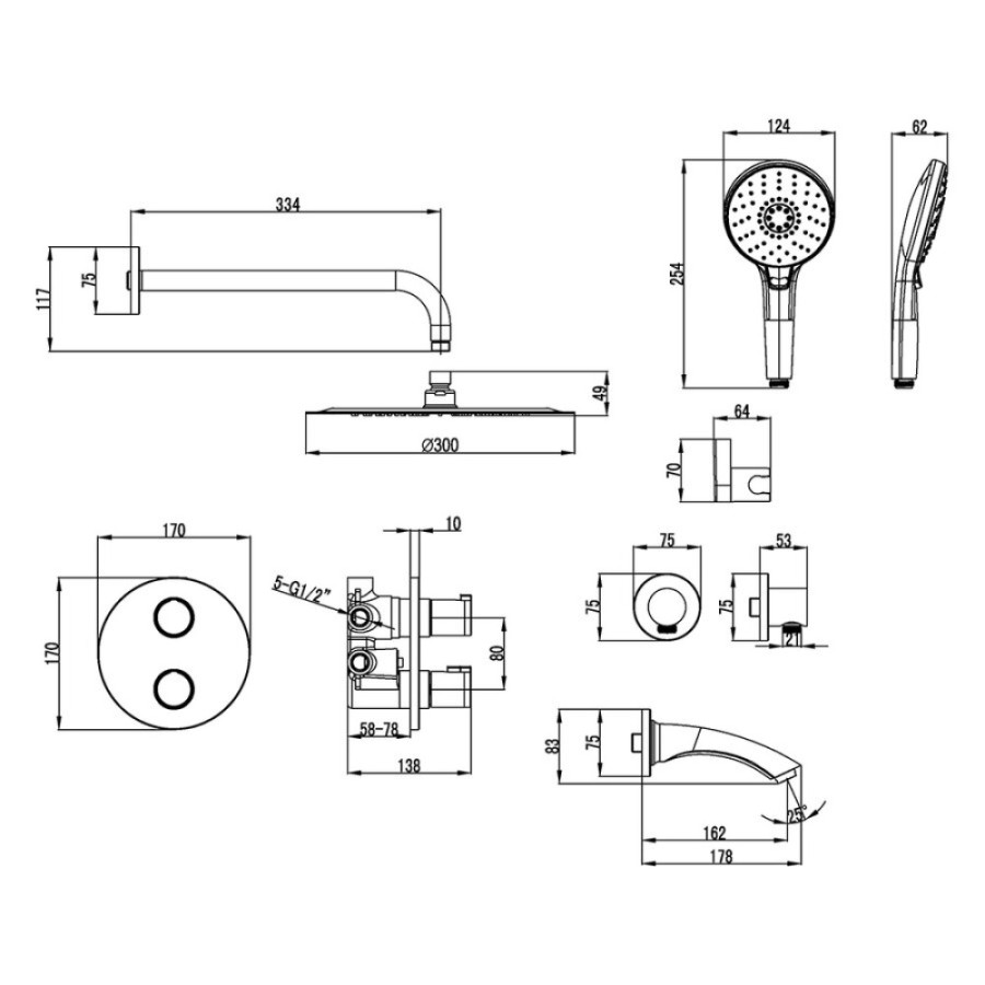 Душевая система Lemark Yeti LM7822C, термостатическая, хром