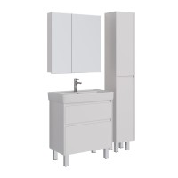 Зеркальный шкаф Lemark Universal 80 х 80 см, корпус белый глянец, LM80ZS-U