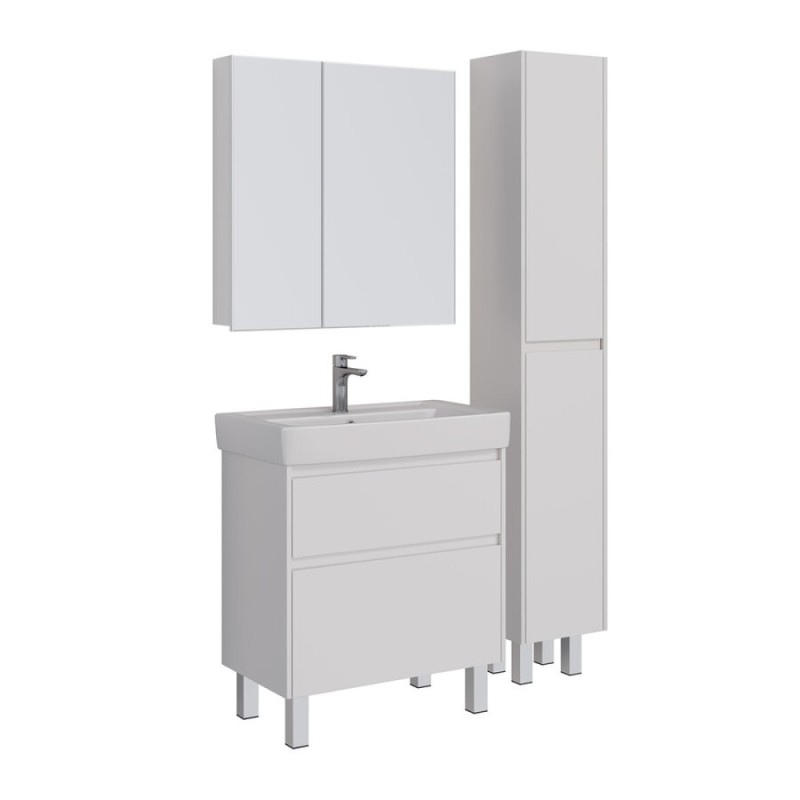Зеркальный шкаф Lemark Universal 80 х 80 см, корпус белый глянец, LM80ZS-U