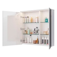 Шкаф зеркальный Lemark Zenon 80 х 80 см, подвесной, с LED-подсветкой, теплый свет, цвет корпуса белый глянец, LM80ZS-Z