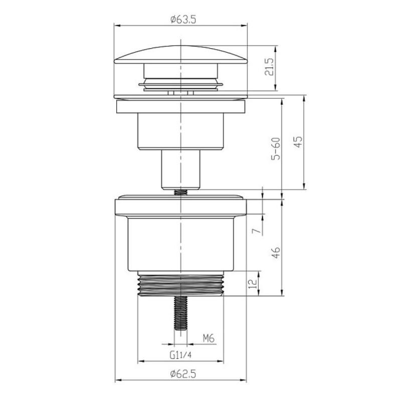 Донный клапан Lemark Villa, универсальный click-clack, хром, LM8500C