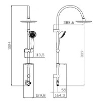 Душевая стойка Lemark LM8801C с верхним душем, 5 режимов струи