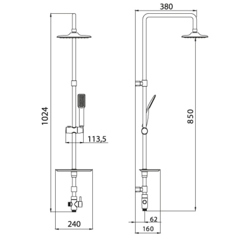 Душевая стойка Lemark LM8804C с верхним душем
