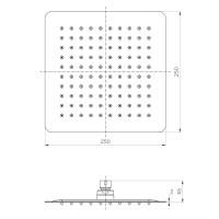 Верхний душ Lemark, 25 х 25 см, без держателя, черный матовый, LM9487BL