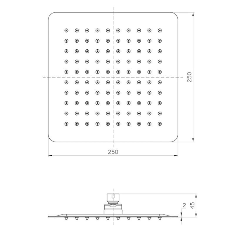 Верхний душ Lemark, 25 х 25 см, без держателя, черный матовый, LM9487BL