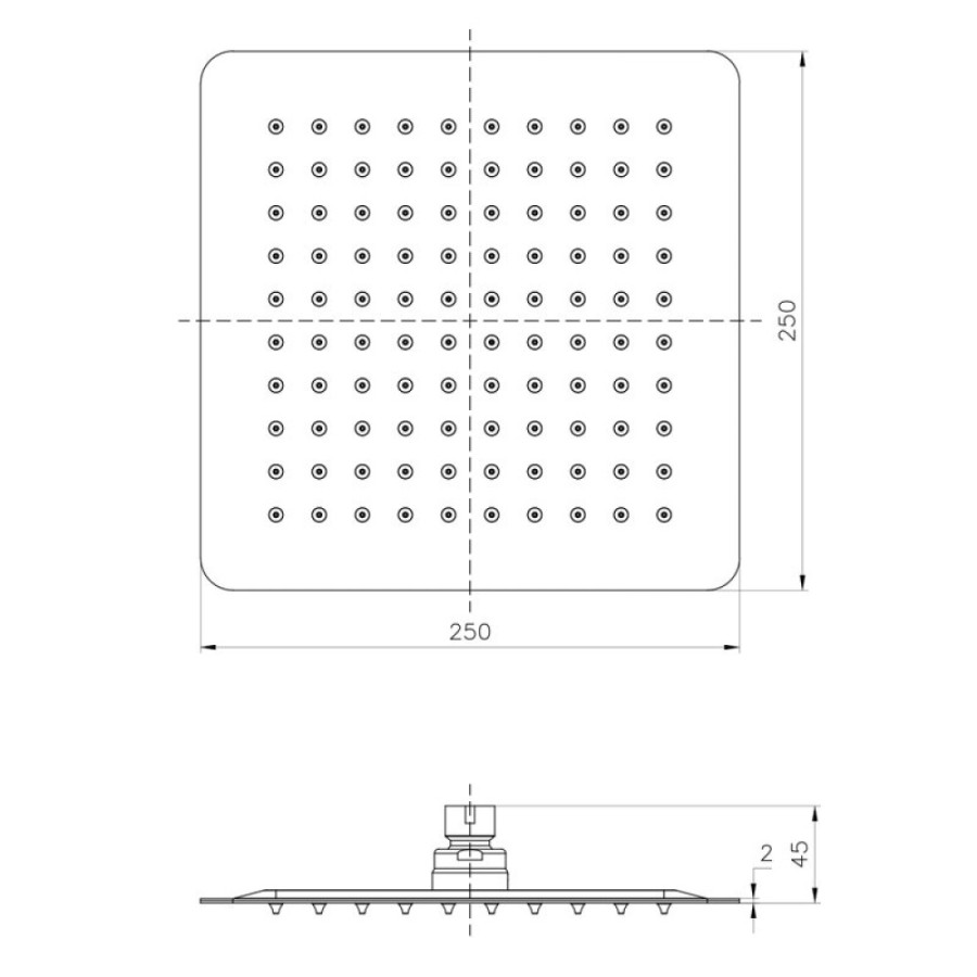 Верхний душ Lemark, 25 х 25 см, без держателя, черный матовый, LM9487BL