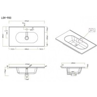 Раковина керамическая BelBagno LOV-900-LVB, 91.5 x 46.5 x 17.5 см, белая