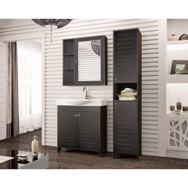 Зеркальный шкаф Style Line Кантри 75 см, подвесной, венге, ЛС-00000032