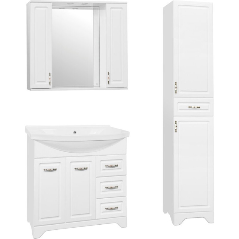 Зеркало-шкаф Style Line Олеандр-2, 90 см, подвесное, белое, ЛС-00000242