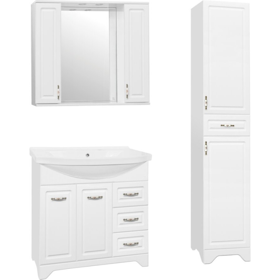 Зеркало-шкаф Style Line Олеандр-2, 90 см, подвесное, белое, ЛС-00000242