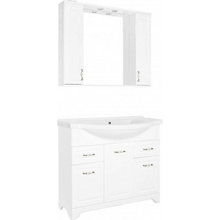 Зеркальный шкаф Style Line Олеандр-2 1000/С Люкс, 100 см, белый, ЛС-00000583