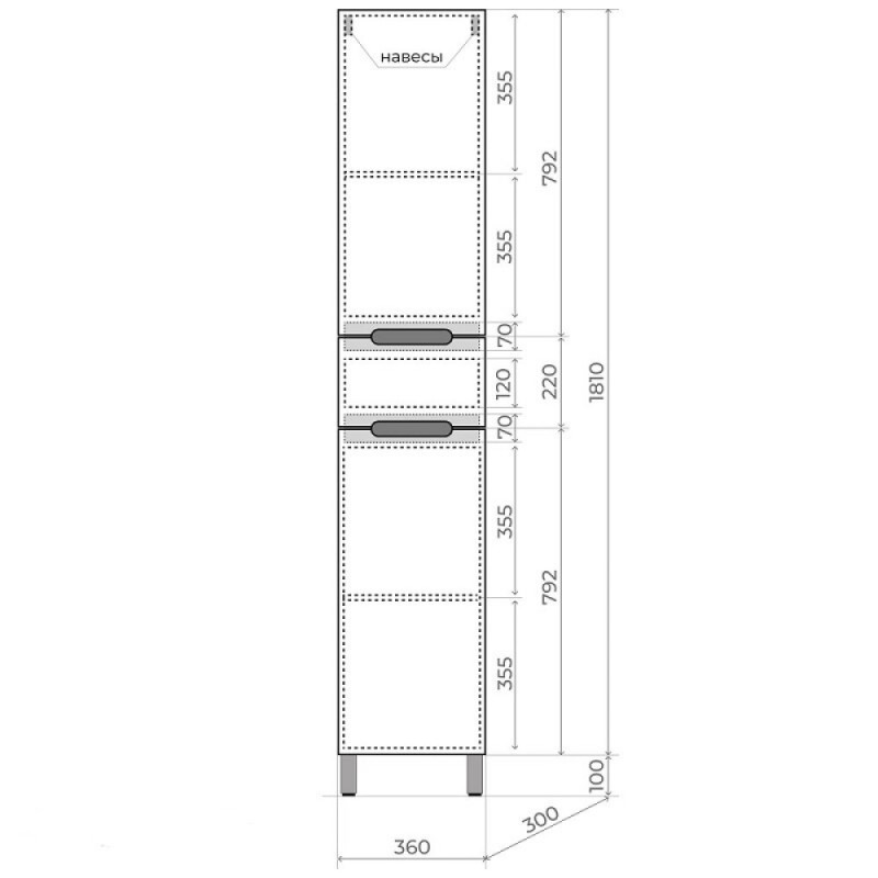 Пенал Style Line Матис ЛС-00002447, 36 см, напольный, белый матовый