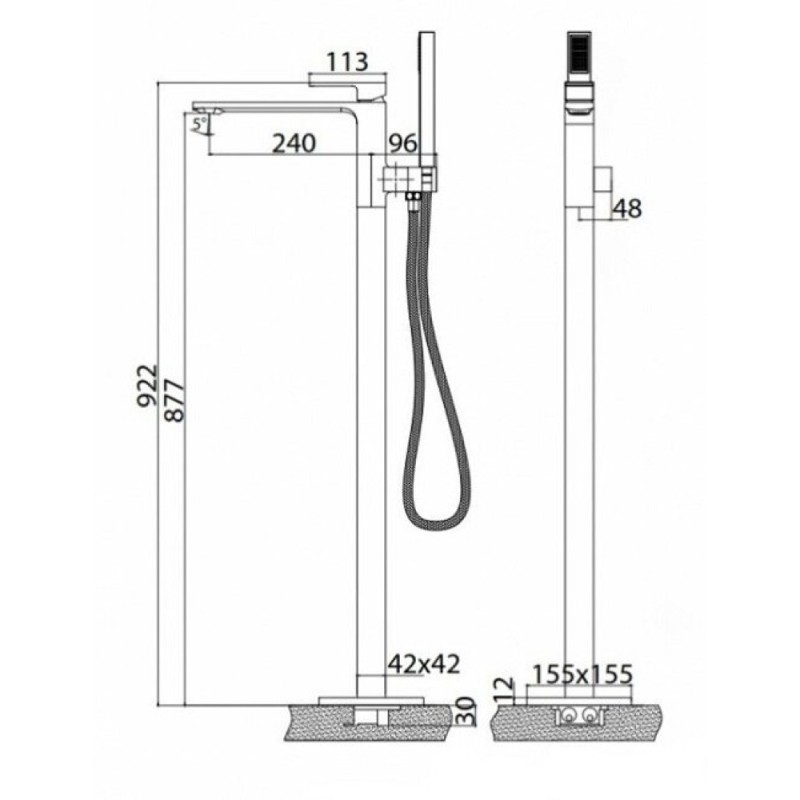 Смеситель для ванны BelBagno Luce LUC-FMT-CRM