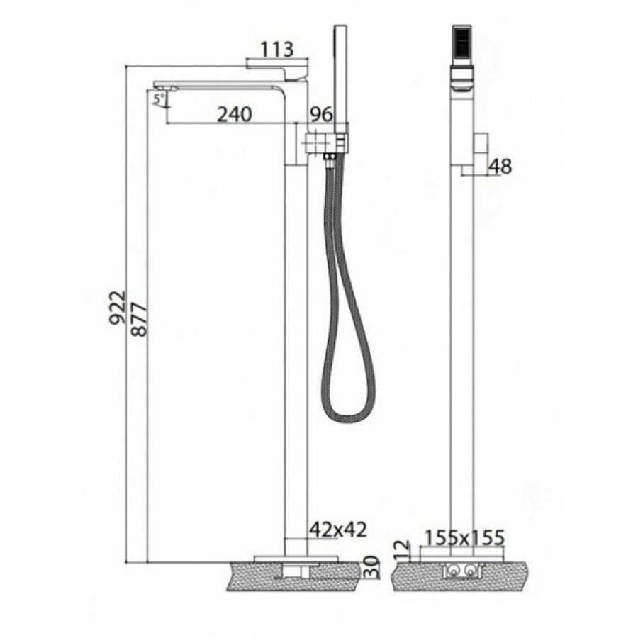 Смеситель для ванны BelBagno Luce LUC-FMT-CRM