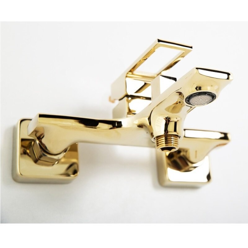Смеситель для ванны и душа BelBagno Luce LUC-VASM-ORO, с душевым гарнитуром, PVD покрытие, золото