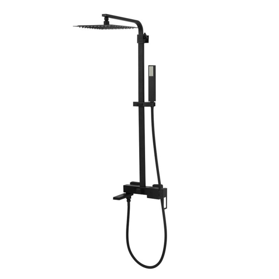 Душевая система BelBagno Luce LUC-VSCM-NERO, с изливом, черный матовый
