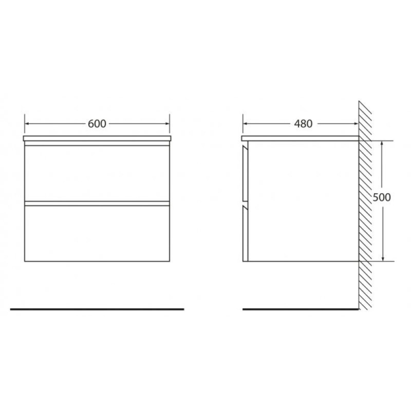 Тумба под раковину BelBagno LUCE-600-2C-SO-SCM, 60 х 48 х 50 см, цвет серый (stucco cemento)