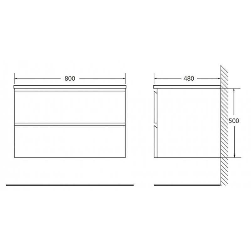 Тумба под раковину BelBagno LUCE-800-2C-SO-SCM, 80 х 48 х 50 см, цвет серый (stucco cemento)