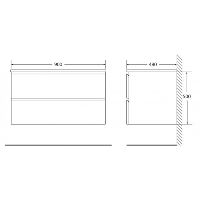 Тумба под раковину BelBagno LUCE-900-2C-SO-SCM, 90 х 48 х 50 см, цвет серый (stucco cemento)