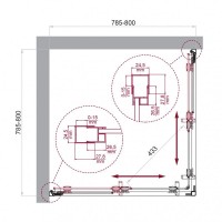 Душевой уголок BelBagno LUCE-A-2-80-C-ORO, 80 х 80 см, стекло прозрачное, профиль золото