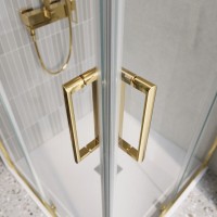 Душевой уголок BelBagno LUCE-A-2-80-C-ORO, 80 х 80 см, стекло прозрачное, профиль золото