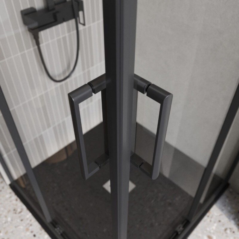 Душевой уголок BelBagno LUCE-A-2-90-C-NERO, 90 х 90 см, стекло прозрачное, профиль черный матовый