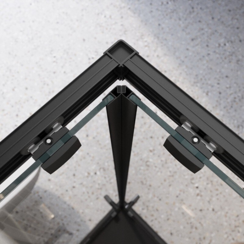 Душевой уголок BelBagno LUCE-A-2-90-C-NERO, 90 х 90 см, стекло прозрачное, профиль черный матовый