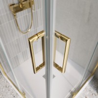 Душевой уголок BelBagno LUCE-A-2-90-C-ORO, 90 х 90 см, стекло прозрачное, профиль золото