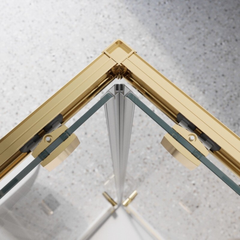 Душевой уголок BelBagno LUCE-A-2-90-C-ORO, 90 х 90 см, стекло прозрачное, профиль золото
