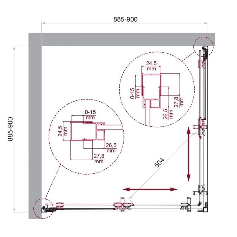 Душевой уголок BelBagno LUCE-A-2-90-P-ORO, 90 х 90 см, стекло рифленое, профиль золото