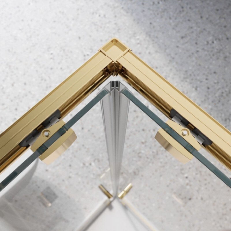 Душевой уголок BelBagno LUCE-A-2-90-P-ORO, 90 х 90 см, стекло рифленое, профиль золото