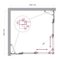 Душевой уголок BelBagno LUCE-A-22-90+20-C-Cr, 110 х 110 см, стекло прозрачное, профиль хром