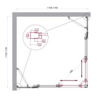 Душевой уголок BelBagno LUCE-A-22-90+25-C-Cr, 115 х 115 см, стекло прозрачное, профиль хром