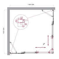 Душевой уголок BelBagno LUCE-A-22-90+30-C-Cr, 120 х 120 см, стекло прозрачное, профиль хром
