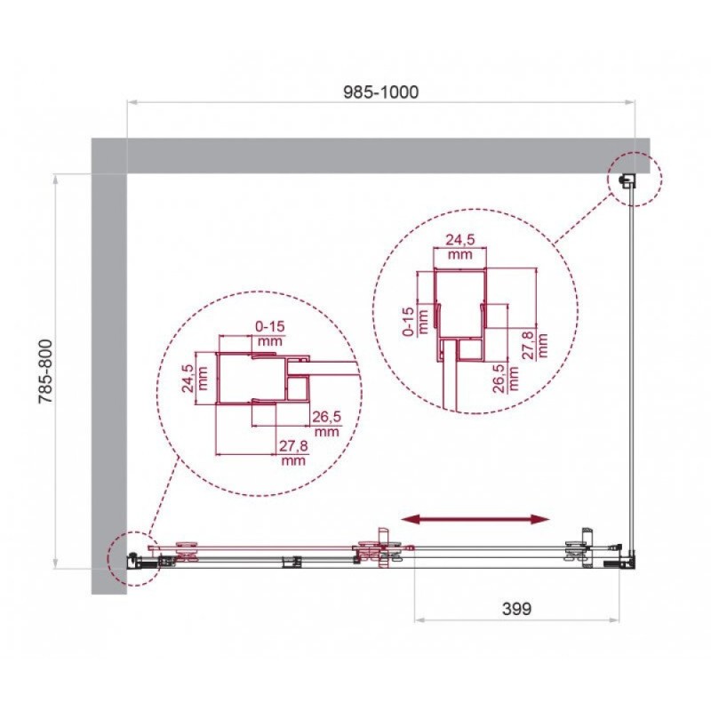 Душевой уголок BelBagno LUCE-AH-1-100/80-C-Cr, 100 х 80 см, стекло прозрачное, профиль хром