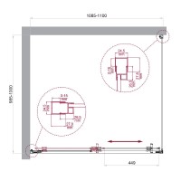 Душевой уголок BelBagno LUCE-AH-1-110/100-C-Cr, 110 х 100 см, стекло прозрачное, профиль хром